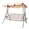 Photo 1 of 
Flynama
3-Person Steel Outdoor Patio Porch Swing Chair in Beige with Adjustable Canopy