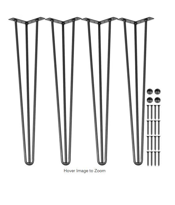 Photo 1 of 
VEVOR
Hairpin Table Legs 26 in. Black Set of 4 Desk Legs Each 220 lbs. Load Capacity Heavy-Duty Furniture Legs for Bench Desk