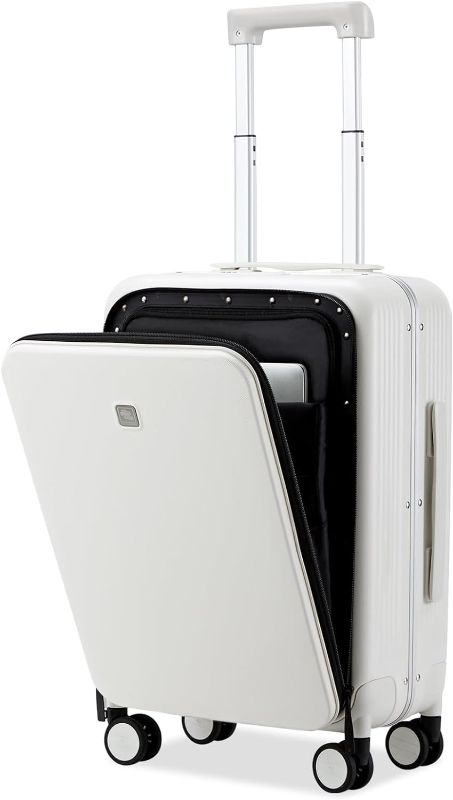 Photo 1 of *****LOCKED WITHOUT KEY*******
Hanke 20 Inch Carry On Luggage with Front Pocket Aluminum Frame Hard Shell Suitcases with Wheels TSA Luggage Travel Rolling Suitcase ?Can Not Open in The Middle?-Smoke White