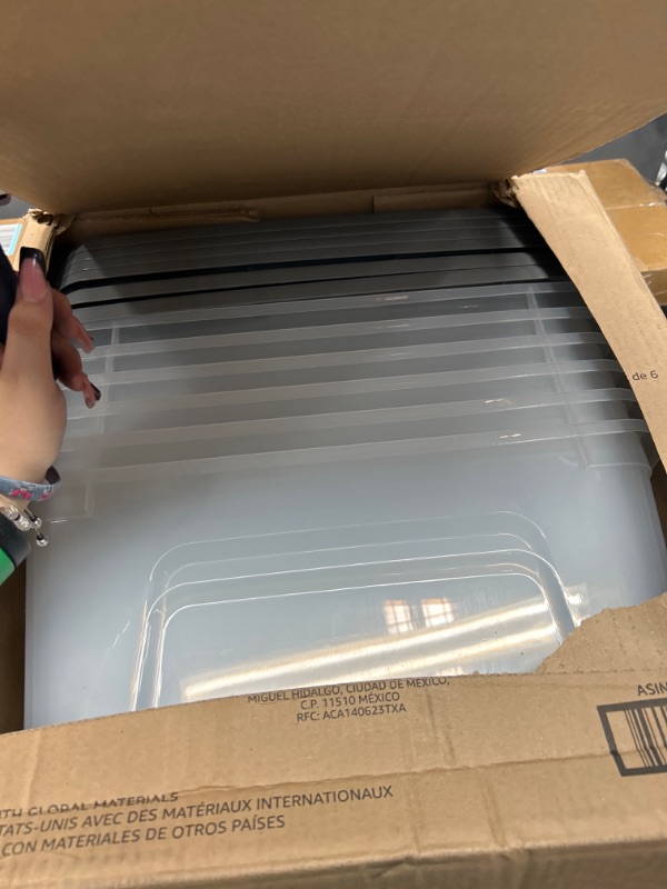 Photo 1 of 35 qt plastic storage bin w lids and latches amazon basics 6 pack 