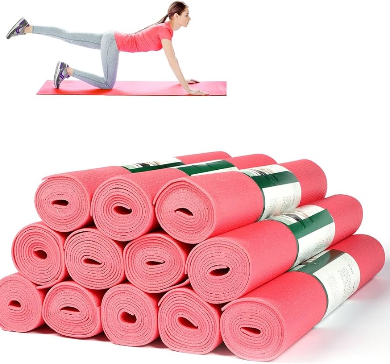 Photo 1 of 12 Pieces Yoga Mats Bulk 68 x 24 x 0.12 Inch Exercise Mats Non Slip Fitness Mats Workout Mats for Women Men Home Workout Gym Yoga