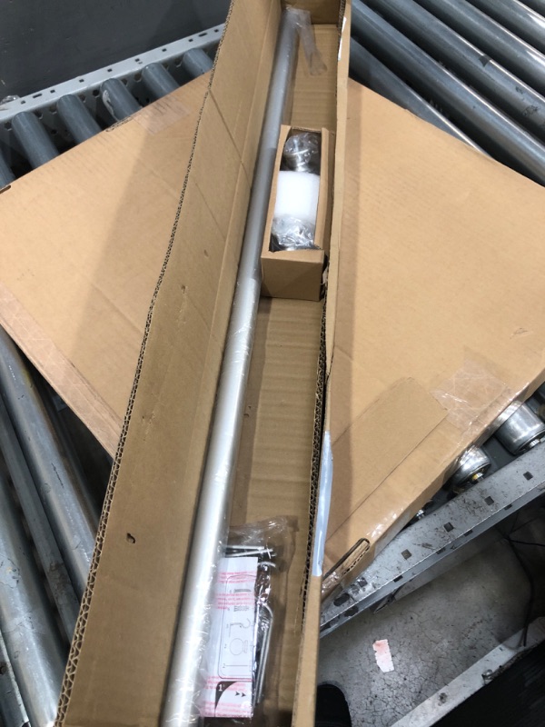 Photo 1 of 1 Inch Diameter Silver Curtain Rods for windows 72-144 inch(6-12Feet), Telescopic heavy duty Silver Curtain Rod, Transparent Silver foil finials 72-144" Silver