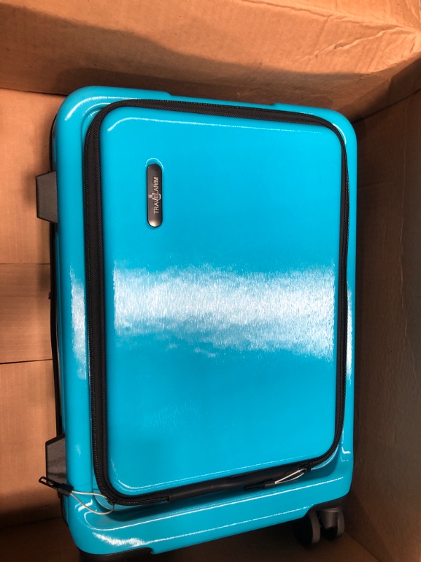 Photo 2 of 22 Inch Carry On Luggage, Carry On Suitcase with Wheels, Hardside Luggage Carry On, Expandable Teal Small Suitcase, Hard Shell Carry-on Luggage, Spinner Luggage with Cosmetic Carry On Bag
