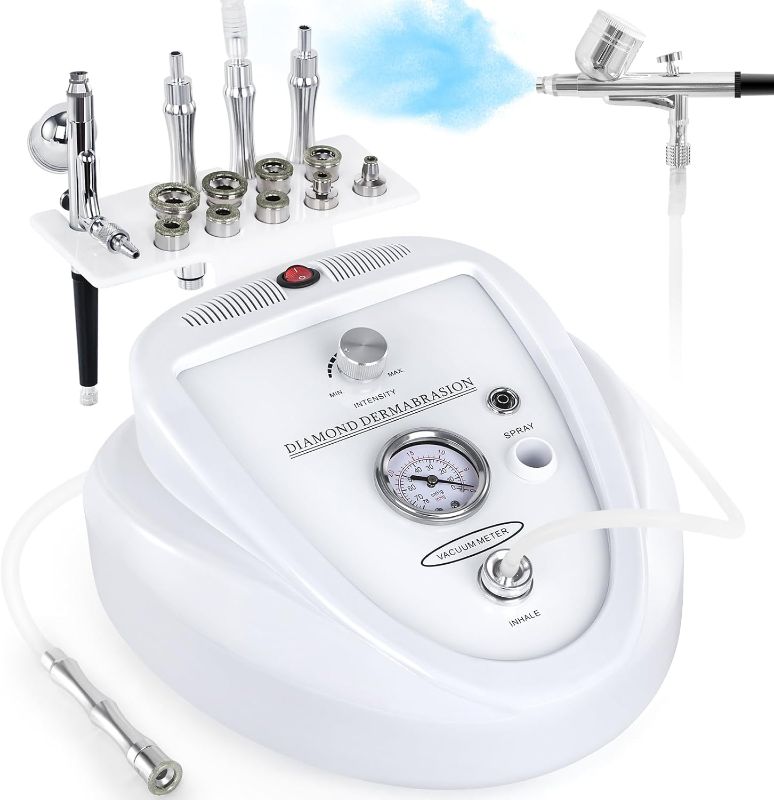 Photo 1 of 2 in 1 Diamond Micro der-ma-bra-sion Machine, Yofuly 0-68cmHg Suction Power Professional Diamond Glow Facial Machine with Spray Kit, Facial Skin Care Equipment for Home Use
