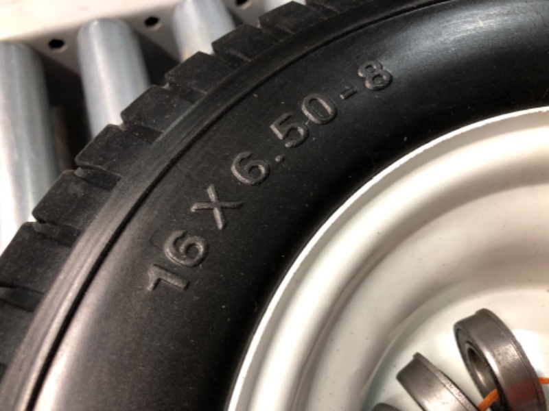 Photo 3 of 4.4 4.4 out of 5 stars 165
16x6.50-8 Flat Free Riding Lawn Mower Tire and Wheel, 2 Pcs 16x6.5-8nhs Garden Tractor Lawnmower Tyre, with 3/4" & 5/8" Bearing, 3" -4.5" Centered Hub