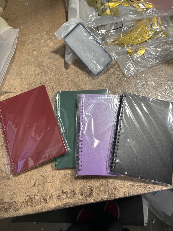 Photo 2 of Yansanido Spiral Notebook, 4 Pcs A5 Thick Plastic Hardcover 7mm College Ruled 4 Color 80 Sheets -160 Pages Journals for Study, Work, Travel and Notes (A5, 4 Pcs Dark Color 2) A5 4 Pcs Dark Color 2