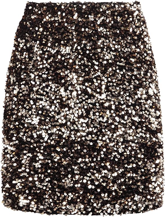 Photo 1 of REEMONDE Women's Sequin Skirt Sparkle Stretchy Bodycon Mini Skirts Night Out Party
