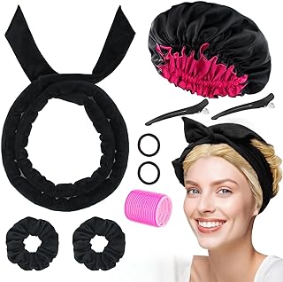 Photo 1 of Heatless Hair Curler Heatless Curls for Women Heatless Curling Rod Headband for Long Hair Overnight Curls Hair Curlers to Sleep In No Heat Curling Headband 9PCS Curls Set with Gift Box ?Black?
