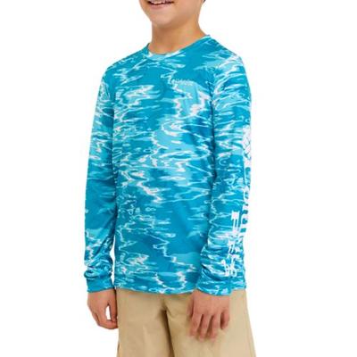 Photo 1 of Columbia Kids Super Terminal Tackle Long Sleeve, Teal, Medium
