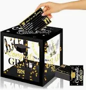 Photo 1 of Graduation Party Games - Wishes & Advice Game Cards for The Graduate - Graduation Party Decorations 2022 - Gold & Black Grad Celebrations Party Supplies for High School/College - 30 Game Cards(I02)