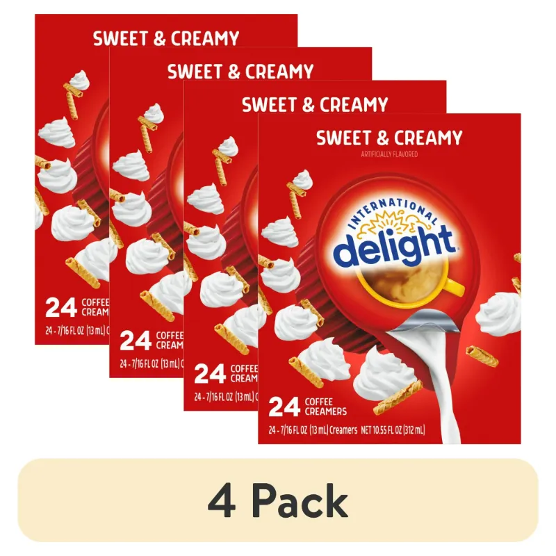 Photo 1 of *9/7/2024* (4 pack) International Delight Sweet & Creamy Coffee Creamer Singles, 0.44 fl oz, 24 Count
