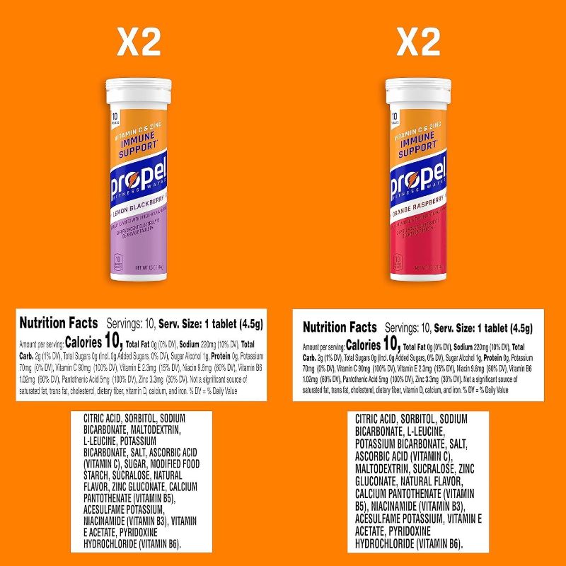 Photo 1 of *7/27/2024* Propel Tablets Immune Support with Vitamin C + Zinc, 2 Flavor Variety, 4 Pack
