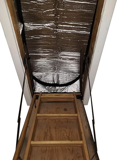 Photo 1 of Attic Stairs Insulation Cover for Pull Down Stair 25" x 54" x 11"- R-Value 15.6 Extra Thick Fire Proof Attic Cover Stairway Insulator with Easy Installation, Low-dip Entrance and Tear by Miloo
