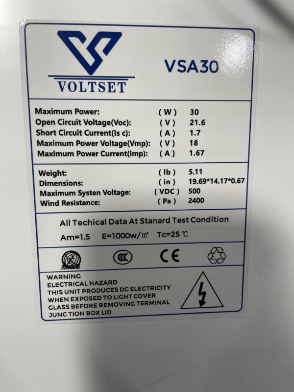 Photo 2 of 12v 30 watt solar panel