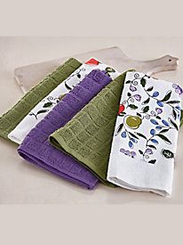 Photo 1 of Home Bargains Plus Taupe Floral Leaf 5 Piece Colorful Print and Solid Cotton Kitchen Dish Towel Set 100% Absorbent Cotton Floral Leaf
