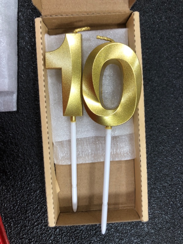 Photo 1 of 10th Birthday Candles,Gold Number 10 Cake Topper for Birthday Decorations Party Decoration