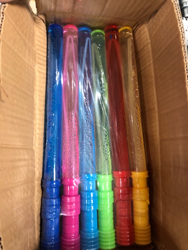 Photo 2 of 36 Pack Bubble Wand, 14.96" Big Bubble Wand Bulk in 6 Colors, Summer Bubble Toys for Kids Party Favor Supplies, Indoor Outdoor Activity Use