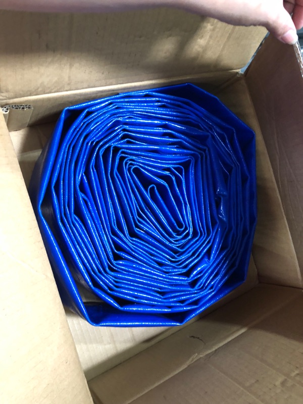 Photo 2 of 2" x 50 Ft Pool Backwash Hose, Blue Heavy Duty Lay Flat Pool Drain Hose with Hose Clamps, Discharge Hose for Above Ground Swimming Pools Pump and Filter
