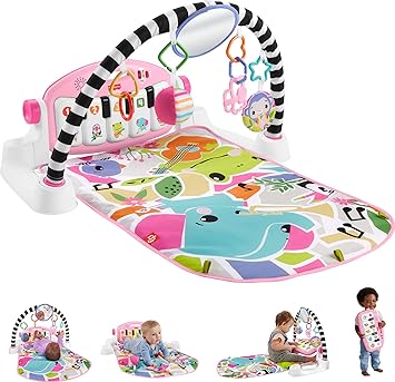 Photo 1 of Fisher-Price Baby Activity Mat Glow and Grow Kick & Play Piano Gym, Portable Musical Toy with Smart Stages Learning, Ages 0+ Months, Pink
