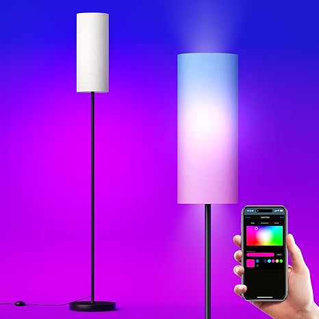 Photo 1 of PARTPHONER Floor Lamps for Living Room with Matter Smart LED Light Bulb Work with Google Home/Alexa/Apple Home/SmartThings/Siri, Modern Standing Lamp Color Changing Light Bulb, Smart Home Integration
