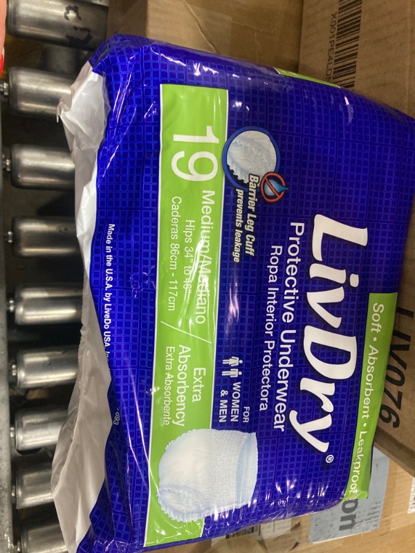 Photo 1 of LivDry Adult Incontinence Underwear, Extra Absorbency Adult Diapers, Leak Protection, Medium, 19-Pack Medium (19 Count)