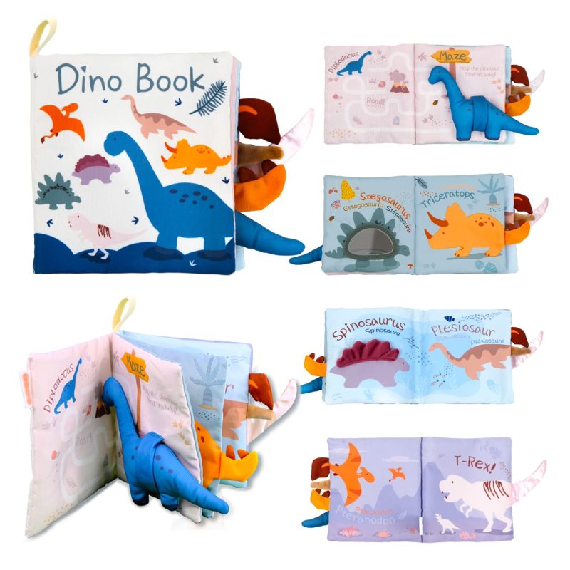 Photo 1 of Adofi Baby Books Soft Dinosaur Toys, Interactive 3D Fabric Book Soft Books for Babies & Infant Early Education 0-3-6-12 Month Baby Toys with Rustling Sound