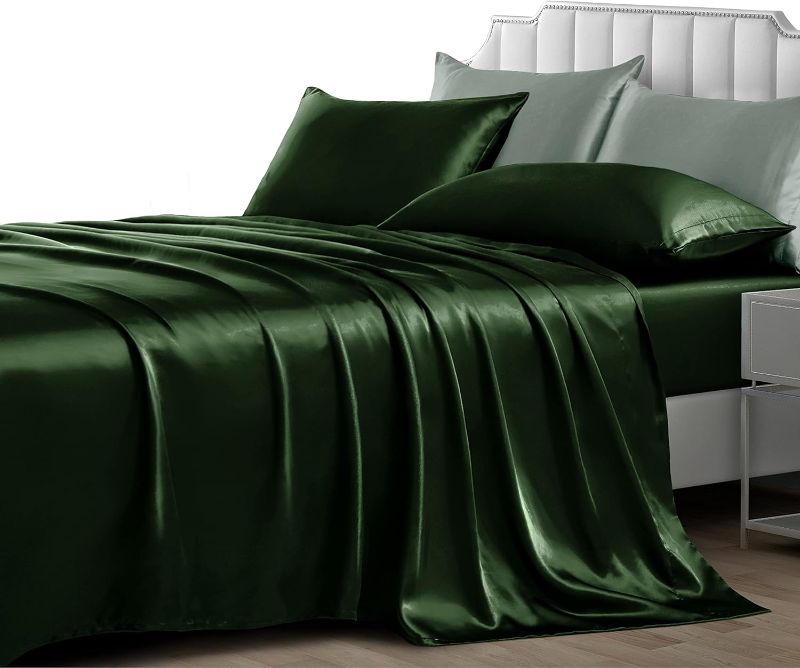 Photo 1 of 
NSGZ 4 Pieces Satin Sheets Queen, Silky Satin Sheet Sets with 1 Fitted Sheet, 1 Flat Sheet and 2 Pillowcases, Cooling Bed Sheet, Extra Soft Satin Fitted...
Size:Queen
Color:Dark Green