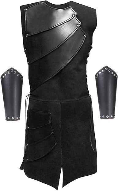 Photo 1 of Men's Side laces up Knight Viking Pirate Armor Long Waistcoats Vests Long Bracer Costume Set/ Size M
