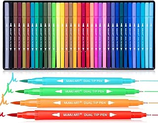 Photo 1 of 35 Dual Markers Pen for Adult Coloring Book, Coloring Brush Art Marker, Fine Tip Colored Pens for Bullet Journaling Drawing Planner
