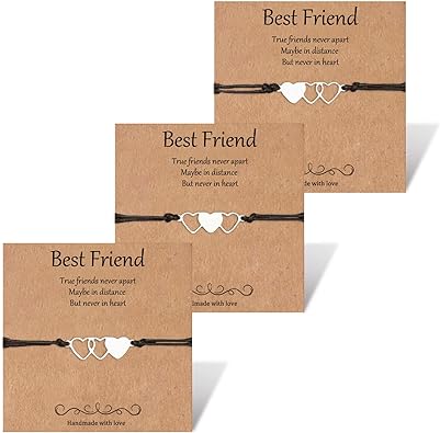 Photo 1 of Friendship Bracelets for 3, Trio Bracelets for Best Friends, Sister Matching Distance Bracelet, Adjustable Birthday Friendship Jewelry Gifts for Women Girl Bff