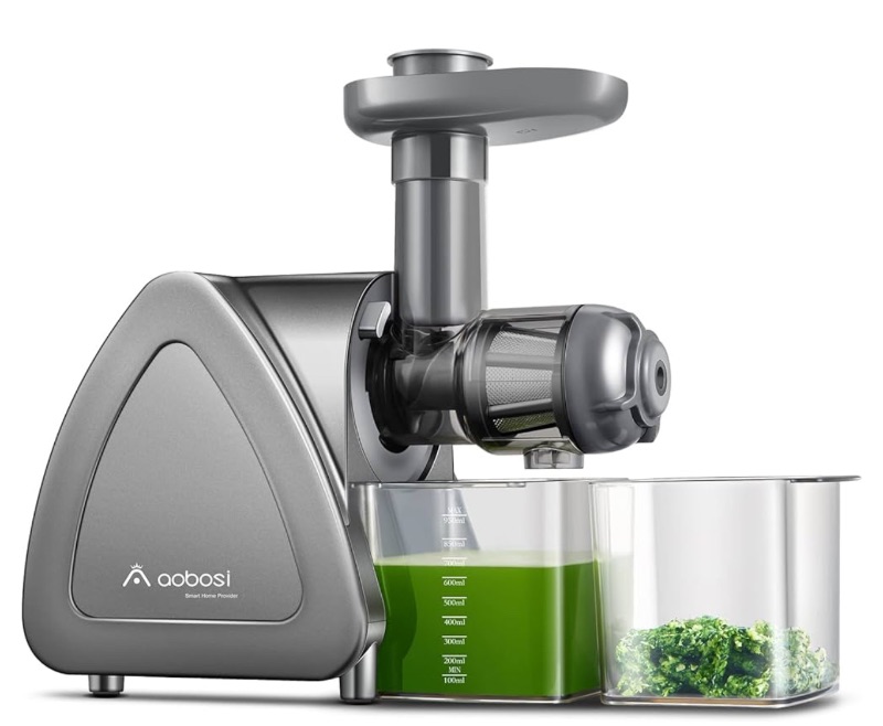 Photo 1 of Cold Press Juicer, Aobosi Slow Masticating Juicer Machines with Reverse Function, Quiet Motor, High Juice Yield with Juice Jug & Brush for Cleaning, Gray