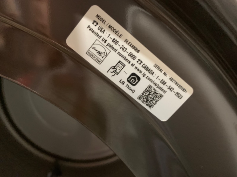 Photo 7 of see notes*** LG True Steam 7.4-cu ft Stackable Steam Cycle Smart Electric Dryer (Black Steel) ENERGY STAR
