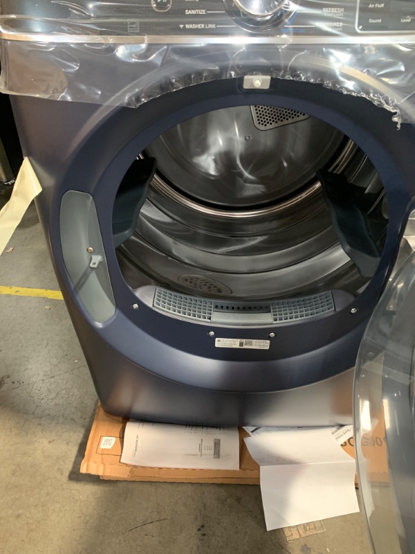 Photo 1 of GE 7.8-cu ft Stackable Steam Cycle Smart Electric Dryer (Sapphire Blue)
