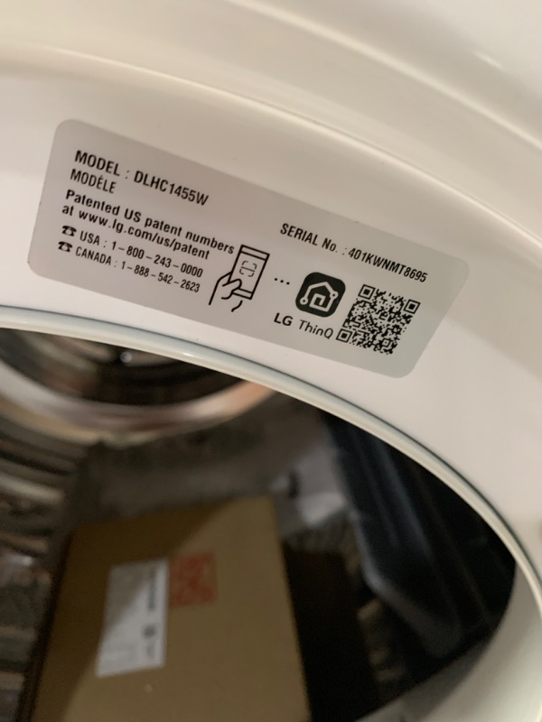 Photo 6 of LG Ventless Heat Pump 4.2-cu ft Stackable Ventless Smart Electric Dryer (White) ENERGY STAR
