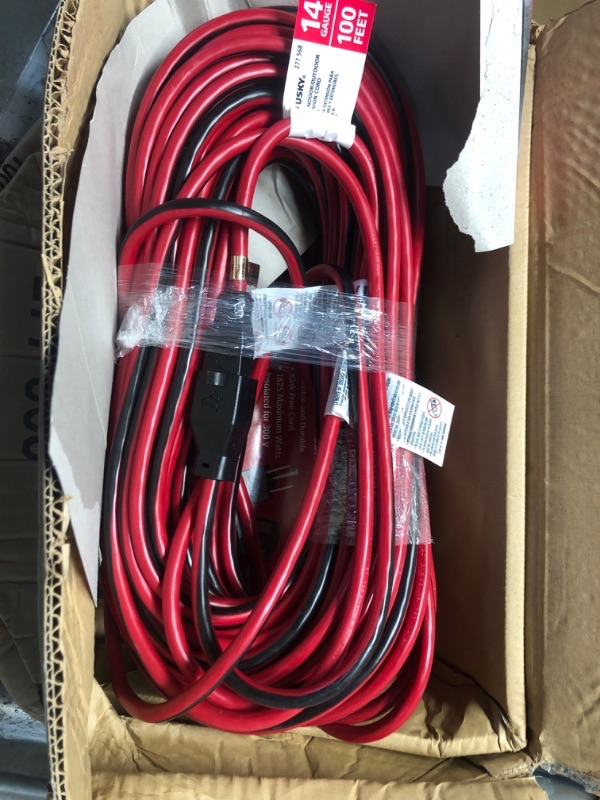 Photo 2 of Husky 100 ft. 14/3 Medium Duty Indoor/Outdoor Extension Cord, Red/Black Husky #  # 277568