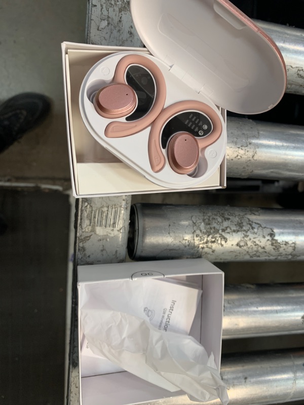 Photo 2 of see notes****Wireless Earbuds Bluetooth Headphones Sport, Bluetooth 5.3 Earbud 3D HiFi Stereo Over Ear Buds, 48Hrs Earhooks Earphone with Noise Cancelling Mic, IP7 Waterproof Headset for Workout/Running/Gym, Rose Rose Gold Bluetooth 5.3