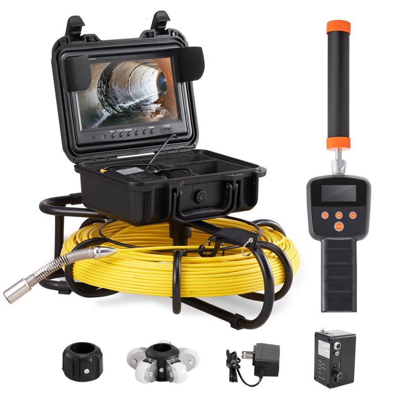 Photo 1 of **MISSING ACCESSORIES**  VEVOR SEWER CAMERA WITH 512HZ LOCATOR,300 FT/91.5 M, 9" PIPELINE INSPECTION CAMERA W/DVR FUNCTION, IP68 CAMERA W/12 ADJUSTABLE LEDS, A 16 GB SD CARD FOR SEWER LINE, HOME, DUCT DRAIN PIPE PLUMBING 9" WITH 512HZ LOCATOR 300FT/91.5M 