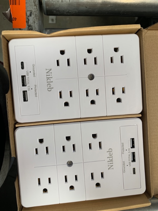 Photo 1 of 2 Pack Multi Plug Outlet Extender with USB, 12 Outlets Surge Protector Wall Mount, Charging Blocks with 2 USB + 1 C Ports Total 3.1A, Plugs for Outlets, Dorm Room Essentials Home Office Accessories