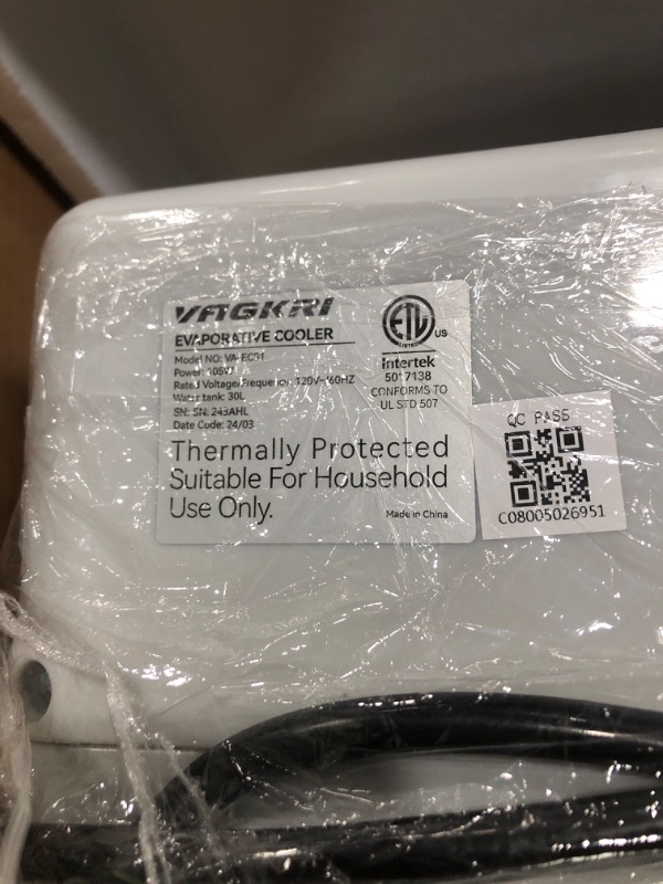 Photo 3 of Evaporative Cooler, VAGKRI 2100CFM Air Cooler, 120°Oscillation Swamp Cooler with Remote Control, 24H Timer, 3 Wind Speeds for Outdoor Indoor Use,7.9Gallon