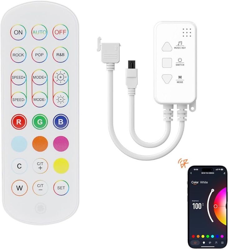 Photo 1 of Controller Dimmer for RGB COB LED Strip Light,with APP, Music Sync and IR Remote for Upgrading 4-pin 10mm Led Lights Strip to Bluetooth/2.4 G Wi-Fi Connection