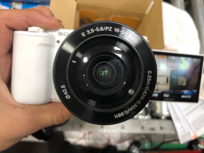 Photo 3 of (used)(see all images) Sony Alpha ZV-E10 - APS-C Interchangeable Lens Mirrorless Vlog Camera Kit - White White w/16-50mm Base