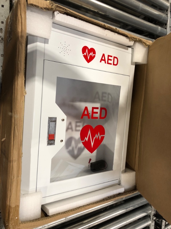 Photo 2 of ***USED - LIKELY MISSING PARTS - UNABLE TO VERIFY FUNCITONALITY***
AED Cabinet Wall-Mounted, Steel Metal Cabinet with Alarm and Snap Lock, fits All Brands Cardiac Science, AED Defibrillator, Zoll, Physio-Control,16.5 x 6 x 20.4 Inch Aed-006