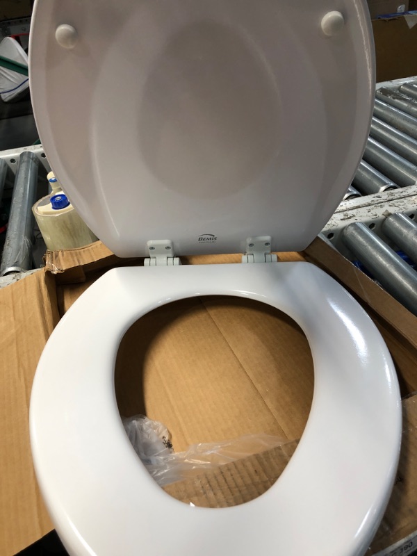 Photo 2 of (no mounting hardware)Bemis 1500EC 390 Lift-Off Wood Elongated Toilet Seat, Cotton White