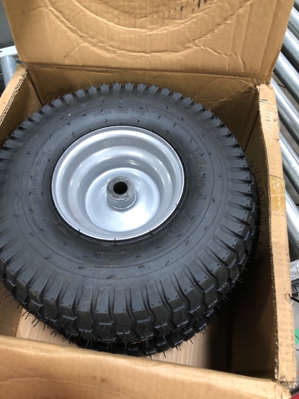 Photo 2 of (2 Pack) 15 x 6.00-6 Tire and Wheel Set - for Lawn Tractors with 3” Centered Hub and 3/4" Sintered iron bushings