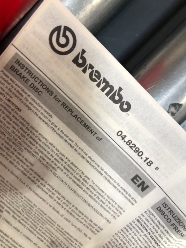 Photo 1 of brembo item, unknown model. view PAPER WORK FOR DETAIL