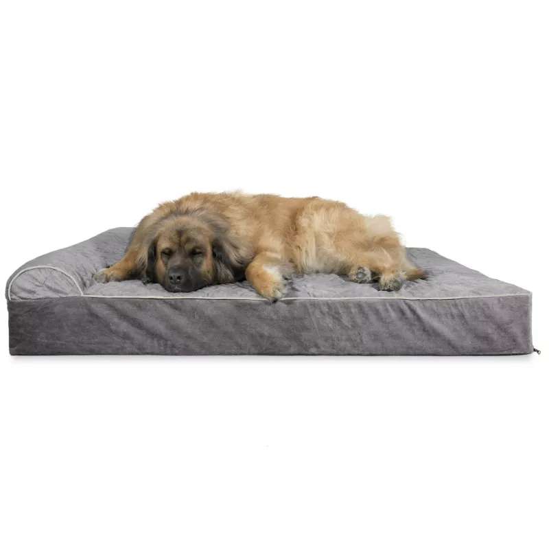 Photo 1 of  Orthopedic Goliath Quilted Faux Fur & Velvet Chaise Lounge Pet Bed for Dogs & Cats, Gray, 4XL