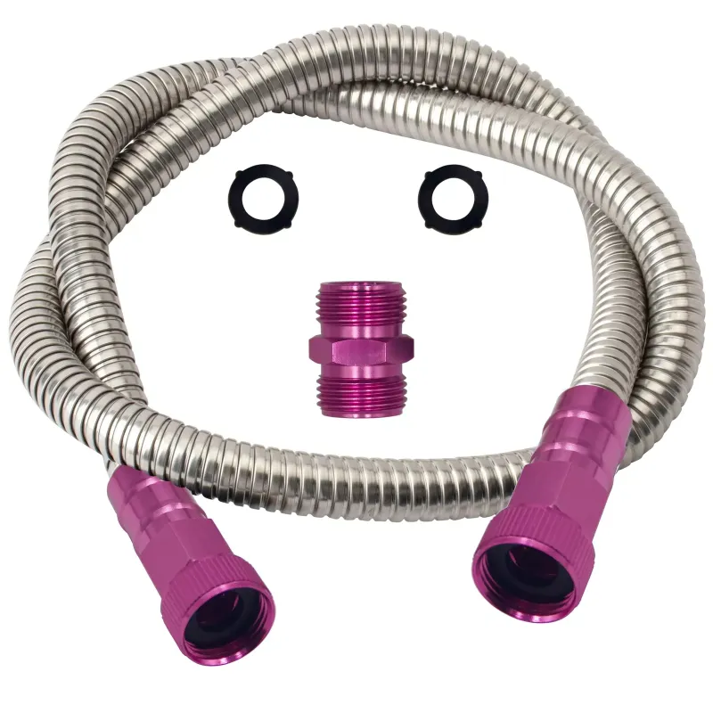 Photo 1 of 304 Stainless Steel 2 Feet Female to Female Garden Hose with Pink Male to Mal...
