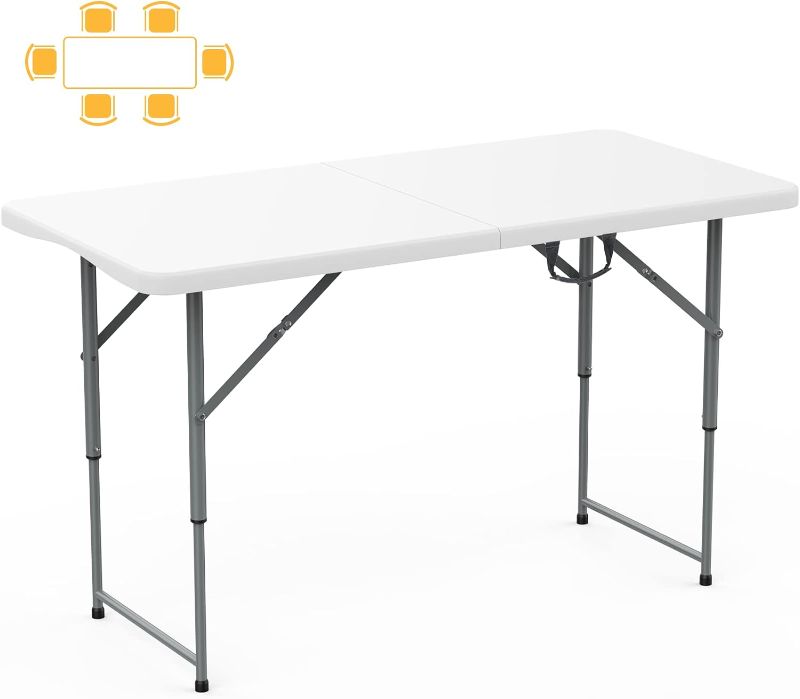 Photo 1 of 
SKOK 330lbs Folding Picnic Table 4/6/8 Foot Adjustable Height, 4/6/8FT Plastic Picnic Table Portable with Handle, Utility Commercial Craft Sewing Card Table...
Size:4FT