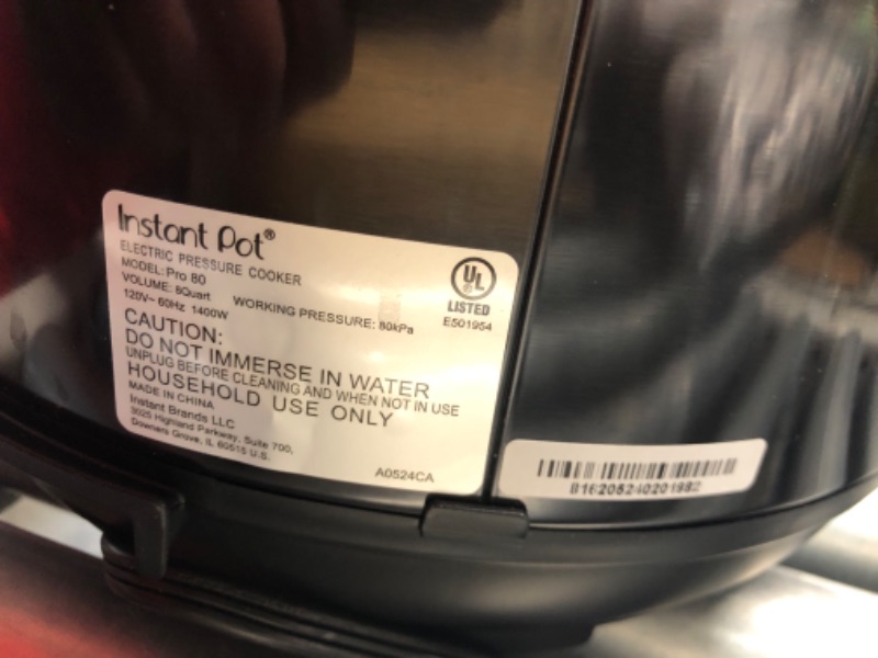 Photo 2 of ***HEAVILY USED - DAMAGED - SEE COMMENTS***
Instant Pot Pro (8 QT) 10-in-1 Pressure Cooker, Slow Cooker, Rice/Grain Cooker, Steamer, Sauté, Sous Vide, Yogurt Maker, Sterilizer, and Warmer, Includes App With Over 800 Recipes, Black 8QT