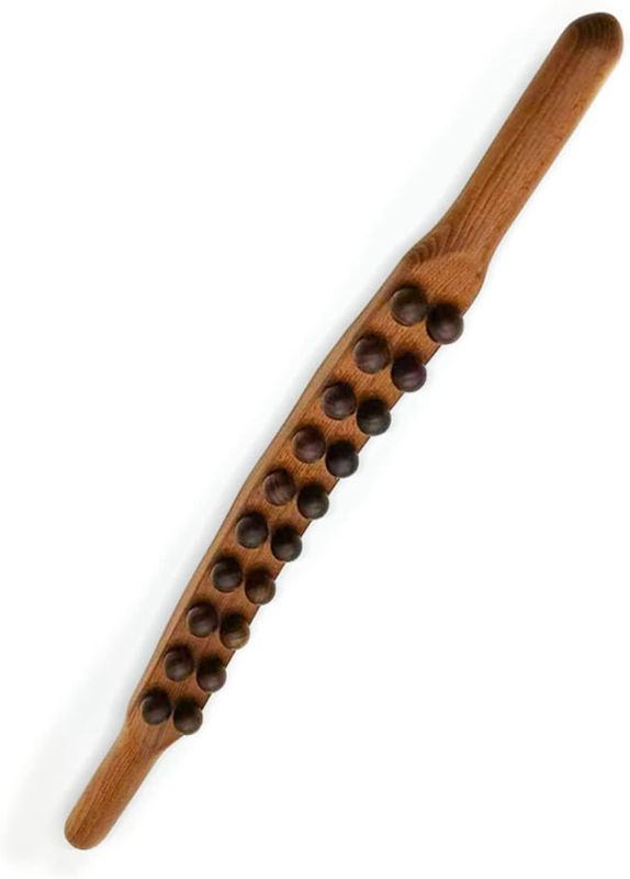 Photo 1 of 20 Beads Guasha Scraping Stick Wooden Massage Tools Relieve Sore Muscles Body Meridian Wand for Back Waist
